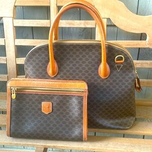 EUC Celine Macadam Dome bag and matching cosmetic wristlet